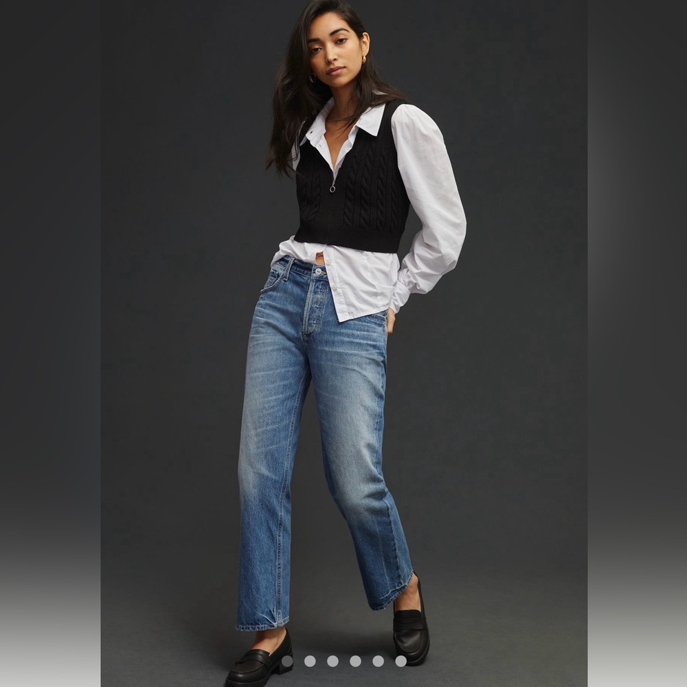 Citizens Of Humanity Distressed Blue Straight Leg 90’s Jeans